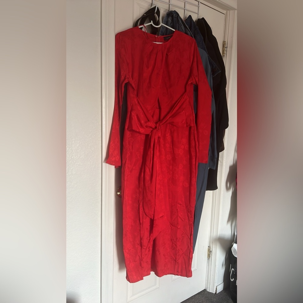 NWT VICI Red Jacquard Long Sleeves Dress Size L